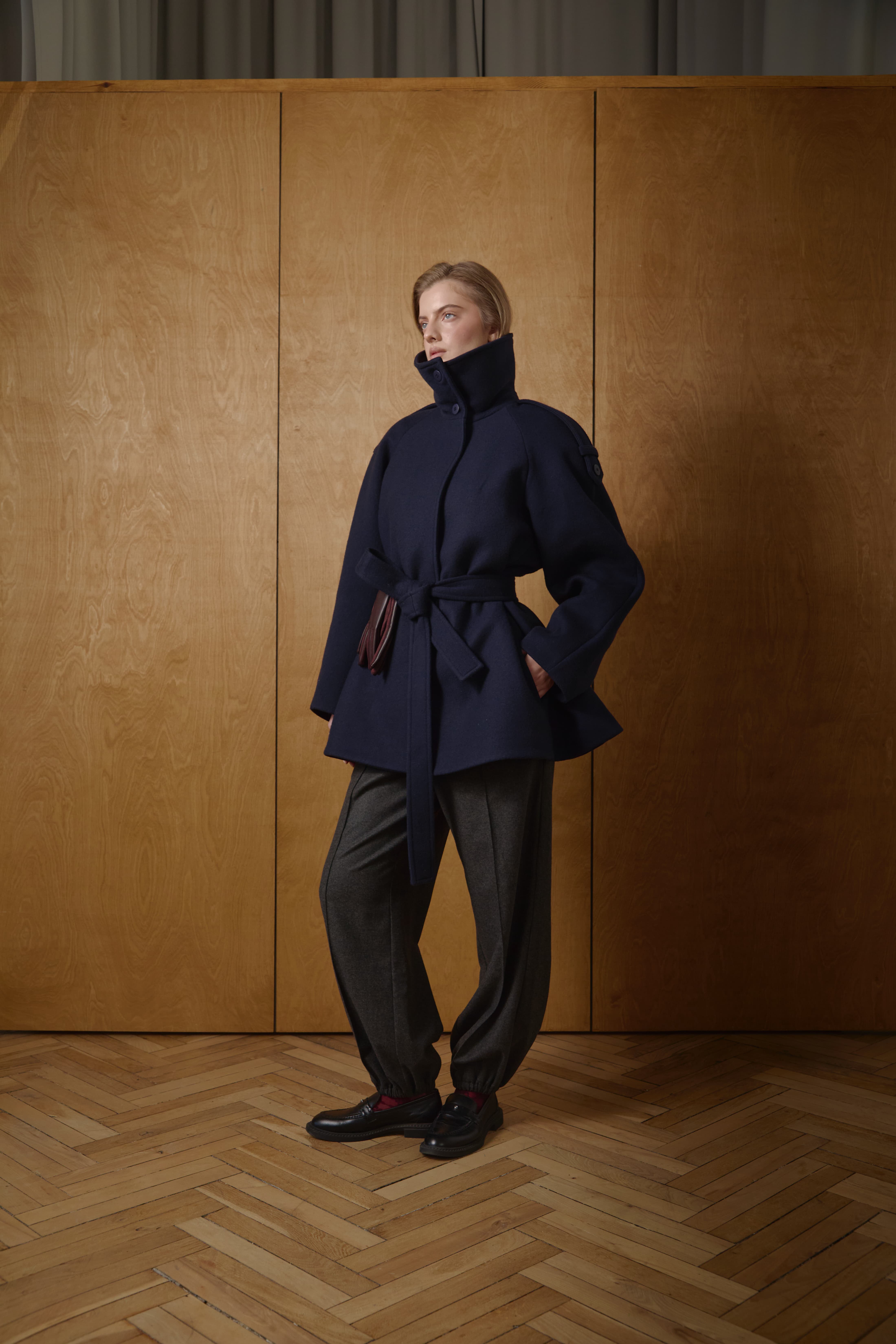 Укорочене пальто із кашеміру/вовни