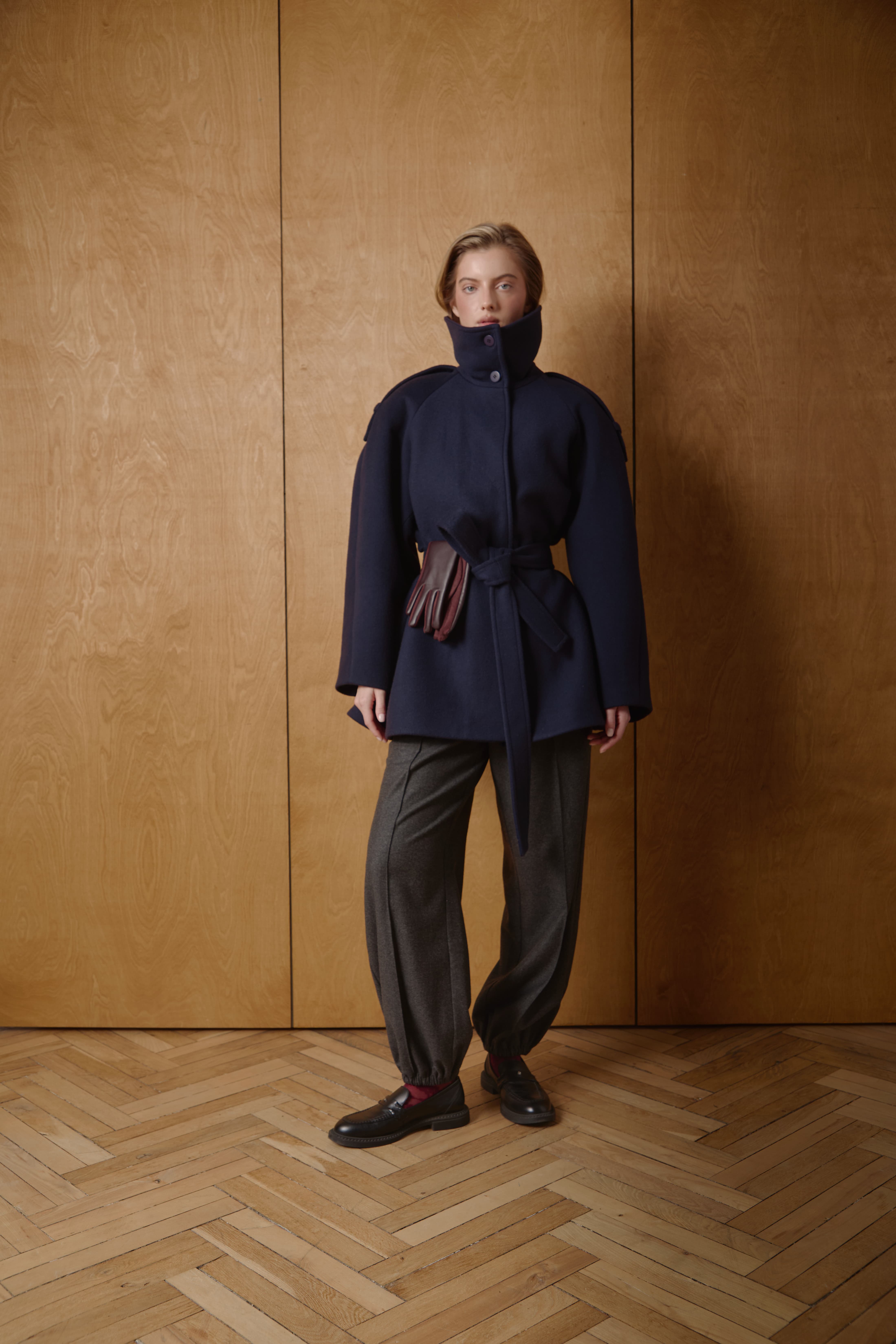 Укорочене пальто із кашеміру/вовни