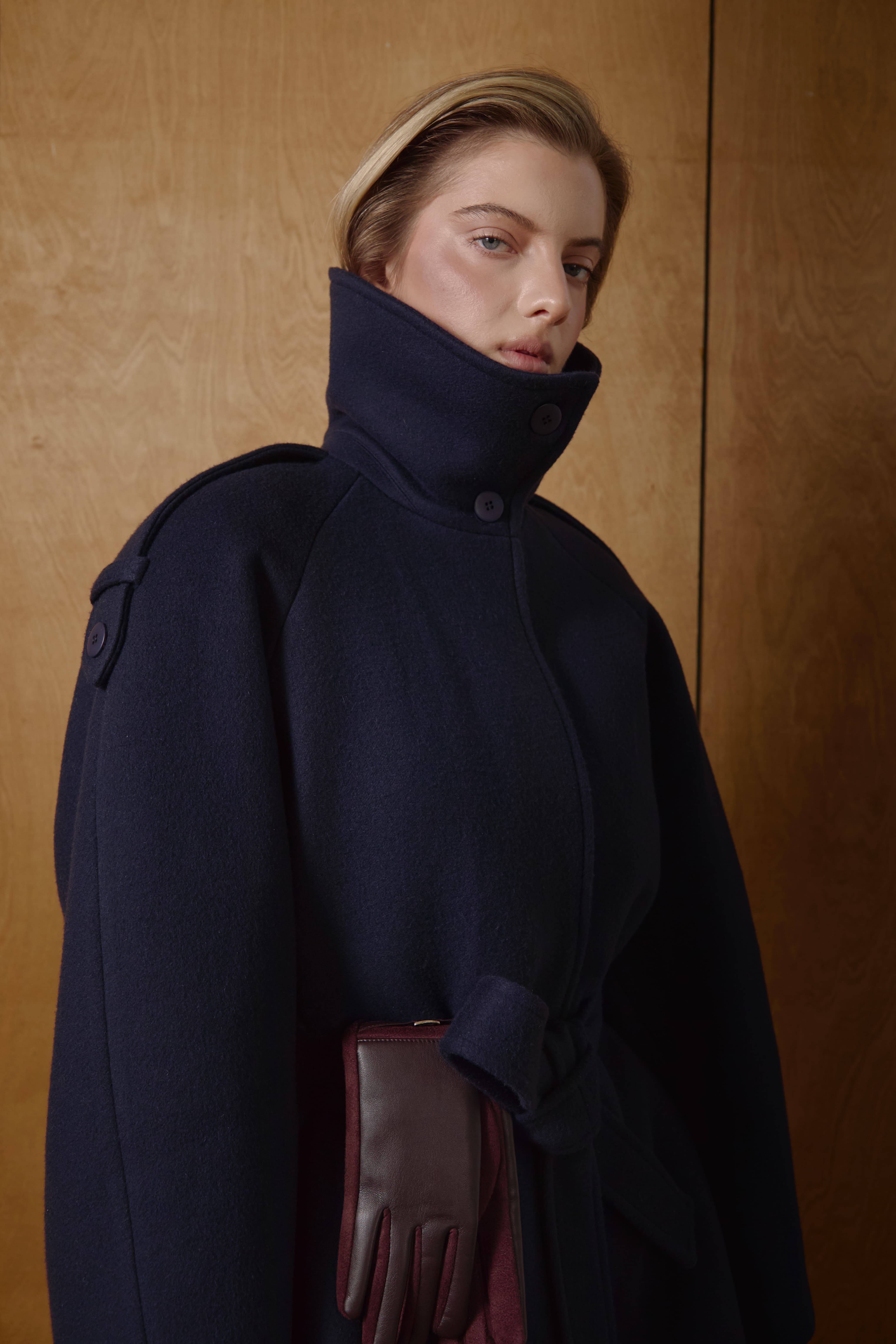 Укорочене пальто із кашеміру/вовни