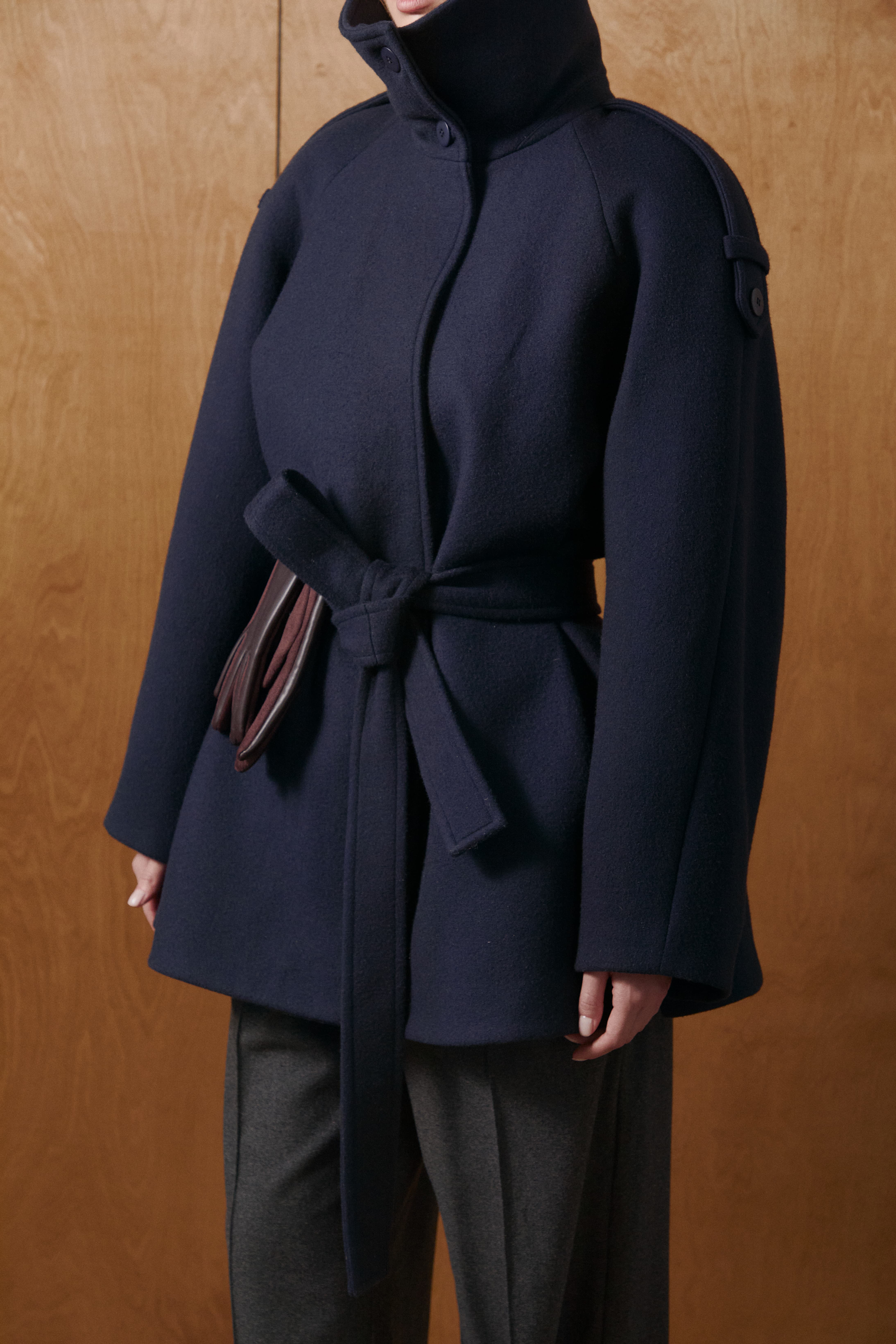 Укорочене пальто із кашеміру/вовни