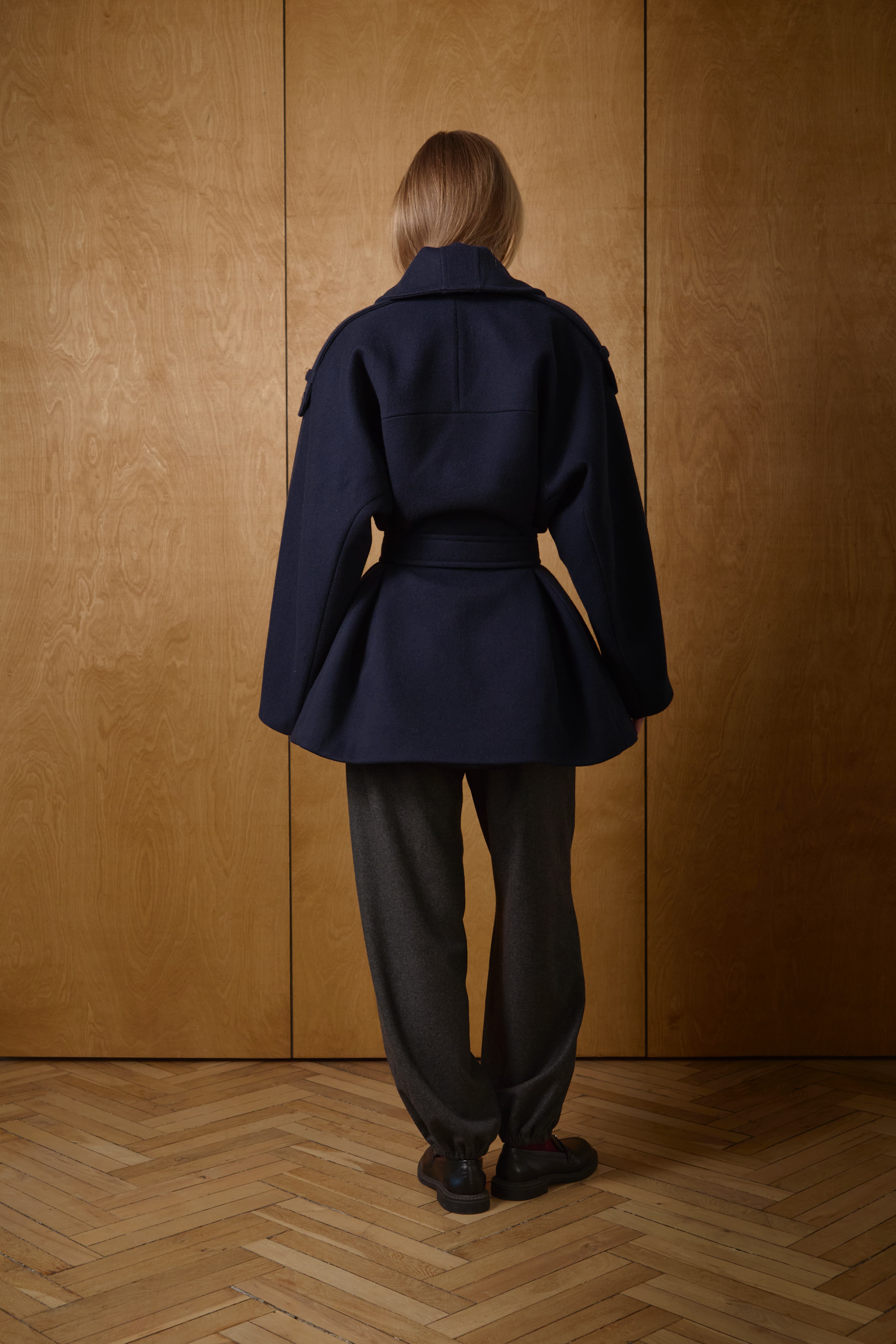 Укорочене пальто із кашеміру/вовни