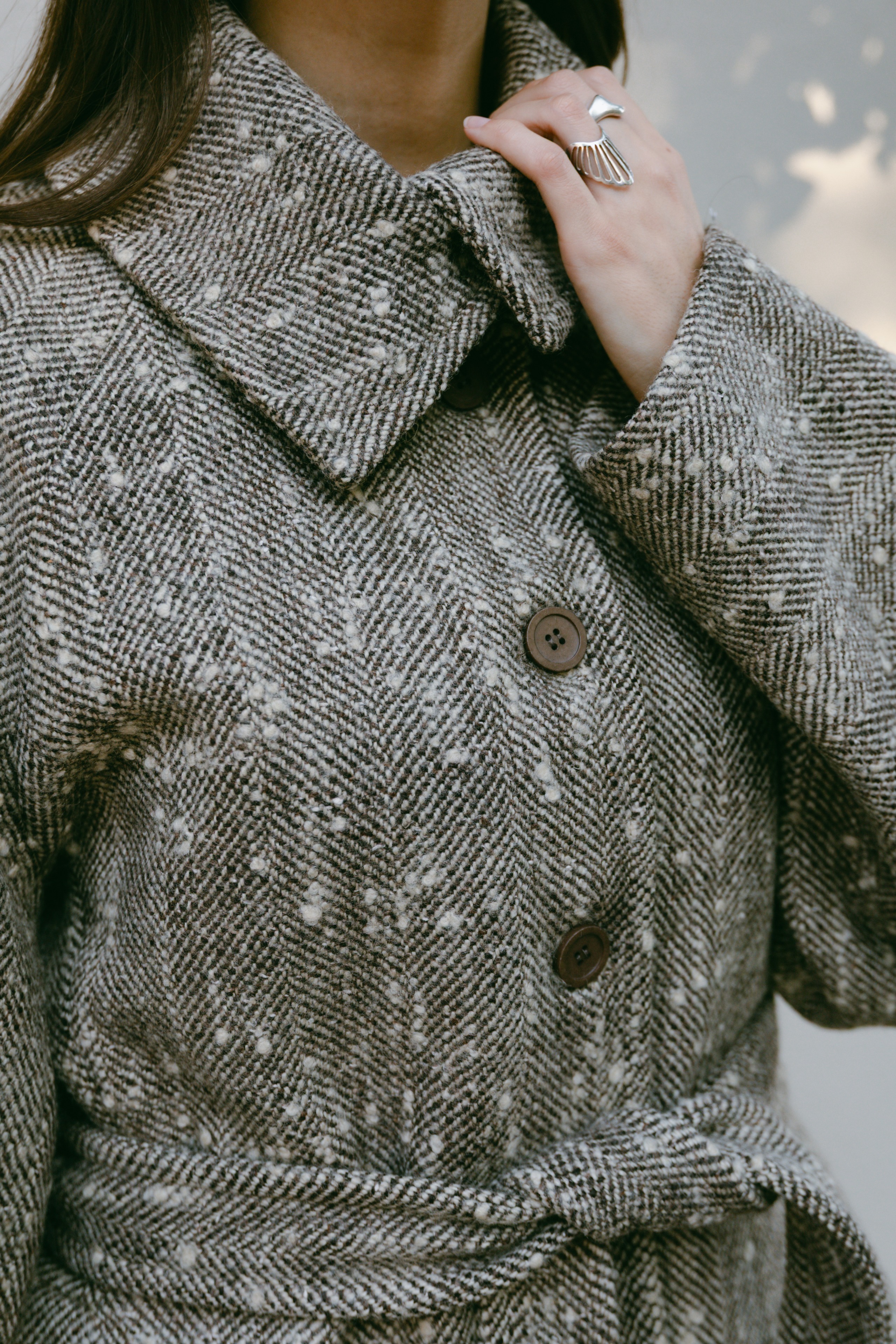 BELTED WOOL MOHAIR COAT