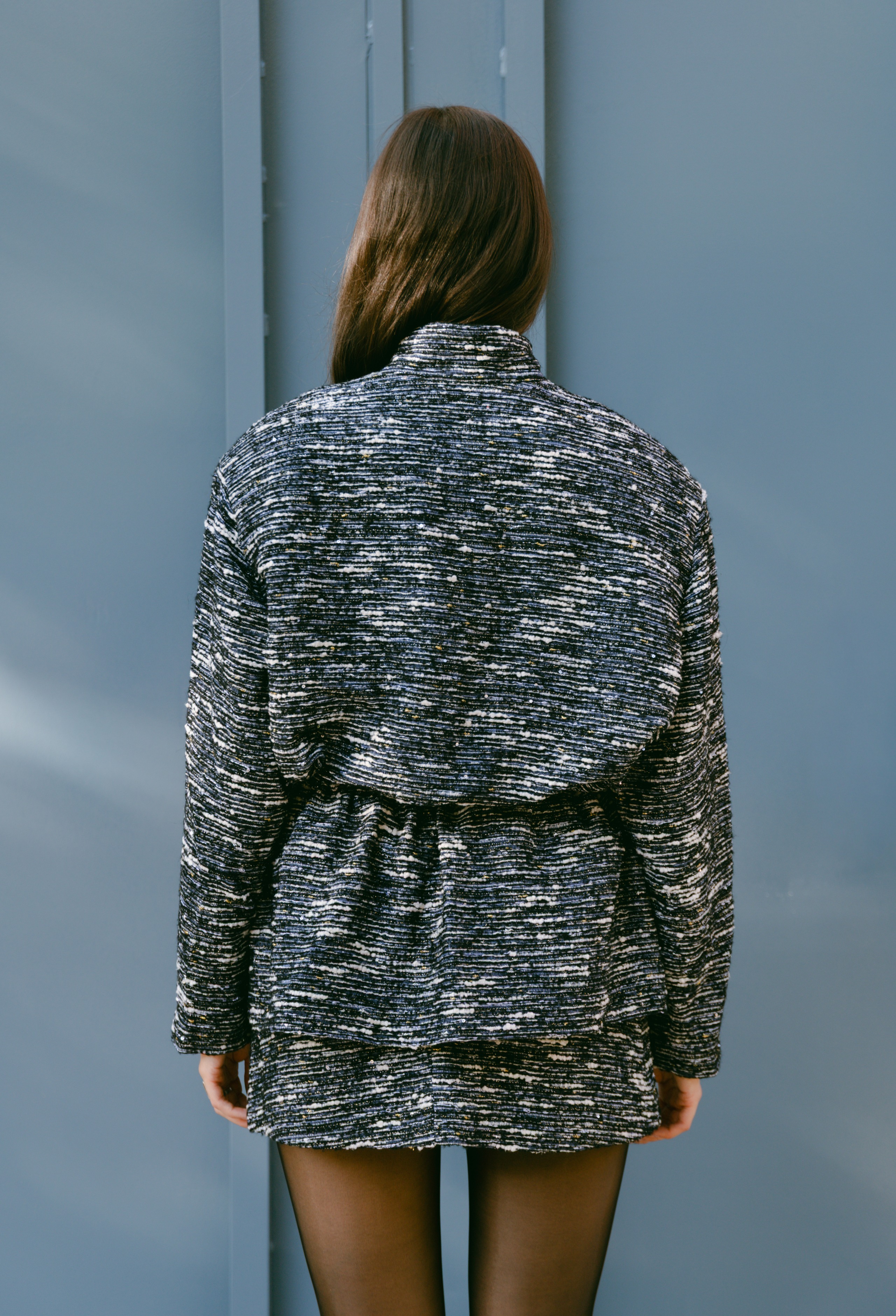PEPLUM TWEED BLUE JACKET