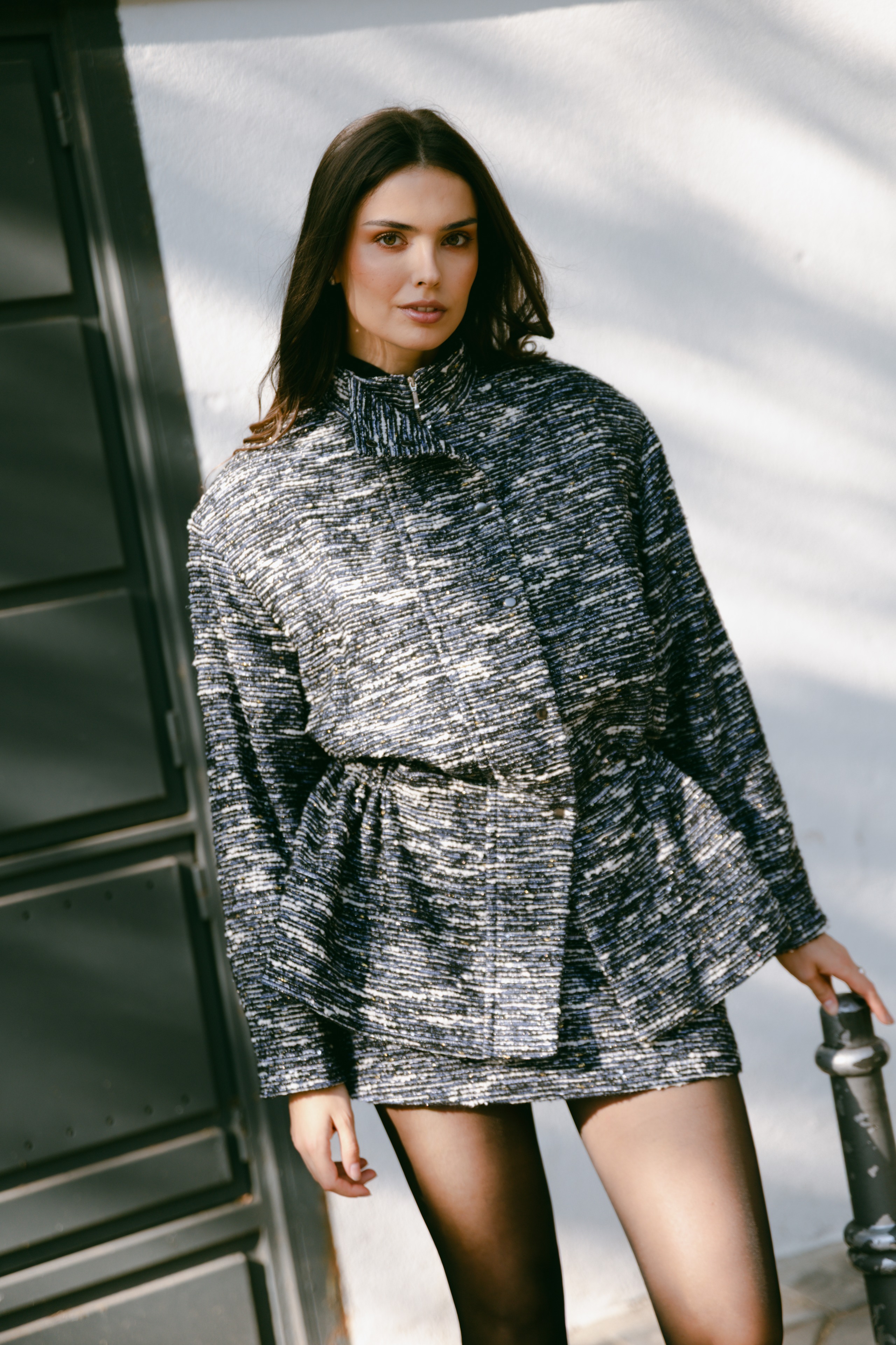 PEPLUM TWEED BLUE JACKET